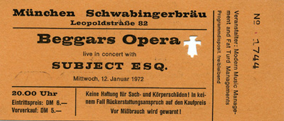 Eintrittskarte Beggars Opera
